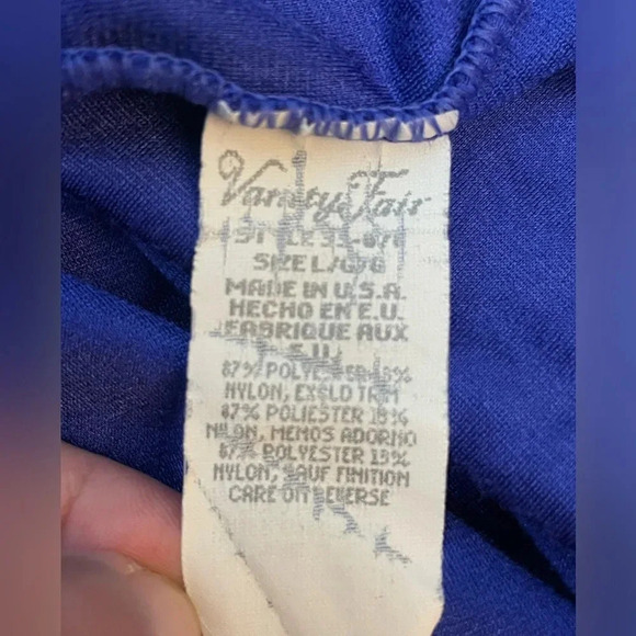 Vintage Vanity Fair Purple Velour Floral Embroidery Long Housecoat Robe size L - Picture 7 of 8